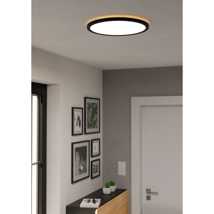 Eglo - Plafón de baño LED regulable LED/18,5W/230V 2700-6500K d. 38,9 cm IP44 negro + mando a distancia