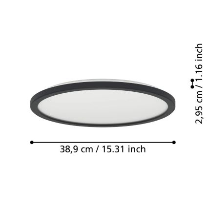 Eglo - Plafón de baño LED regulable LED/18,5W/230V 2700-6500K d. 38,9 cm IP44 negro + mando a distancia