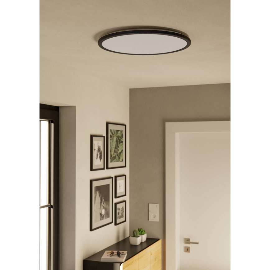Eglo - Luz de techo LED regulable para baño LED/16,8W/230V 2700-6500K diá. 50 cm IP44 negro + control remoto