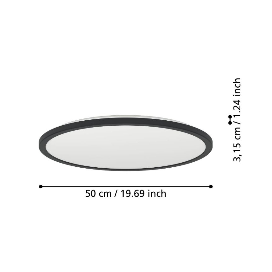 Eglo - Luz de techo LED regulable para baño LED/16,8W/230V 2700-6500K diá. 50 cm IP44 negro + control remoto