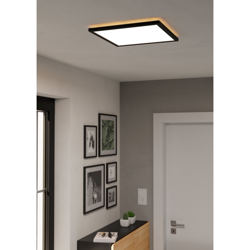 Eglo - Luz de techo LED regulable para baño LED/17,6W/230V 2700-6500K 39x39 cm IP44 negro + control remoto