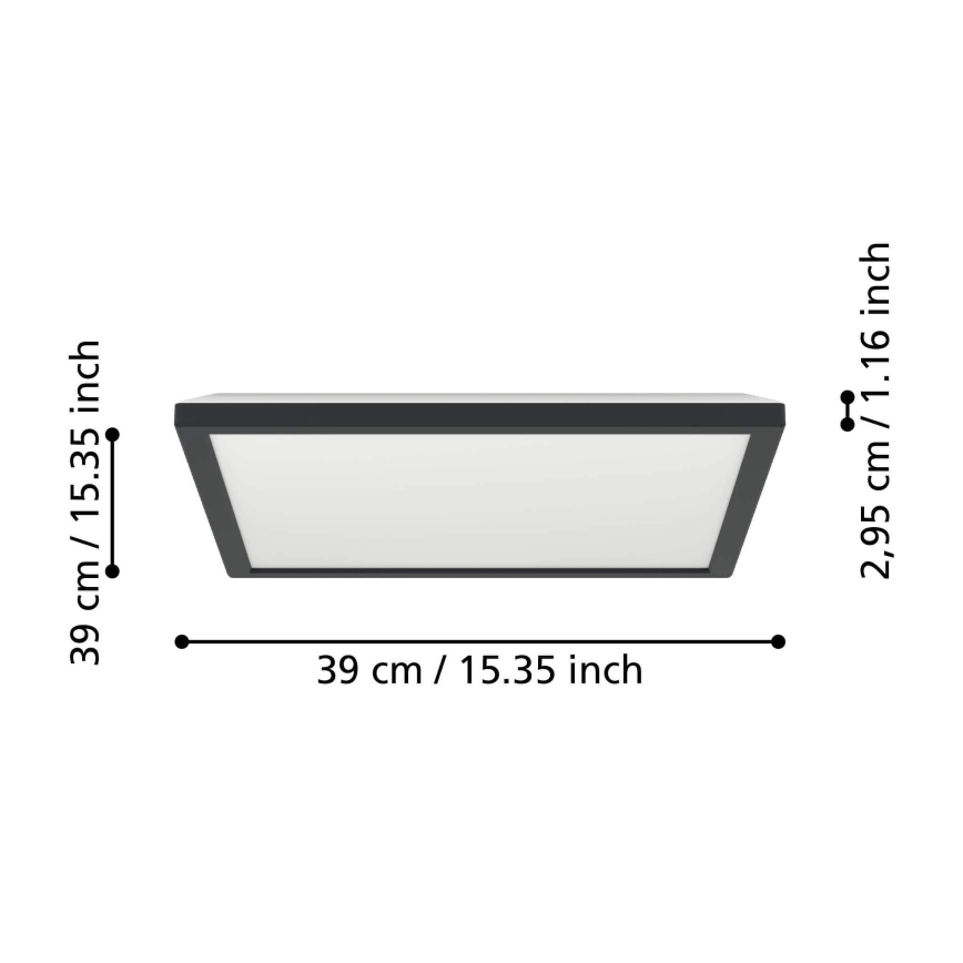 Eglo - Luz de techo LED regulable para baño LED/17,6W/230V 2700-6500K 39x39 cm IP44 negro + control remoto