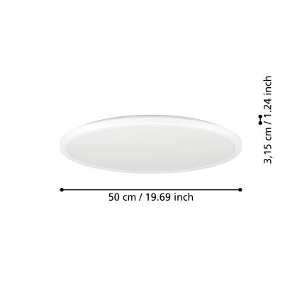 Eglo - Luz de techo LED regulable para baño LED/16,8W/230V 2700-6500K pr.50 cm IP44 blanco + control remoto