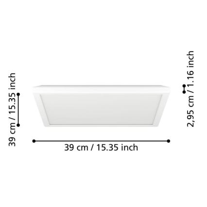 Eglo - Luz de techo LED regulable para baño LED/17,6W/230V 2700-6500K 39x39 cm IP44 blanco + control remoto