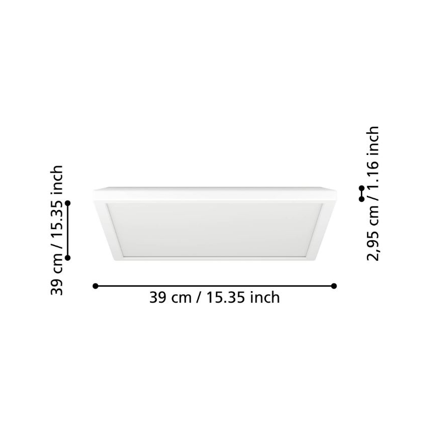 Eglo - Luz de techo LED regulable para baño LED/17,6W/230V 2700-6500K 39x39 cm IP44 blanco + control remoto