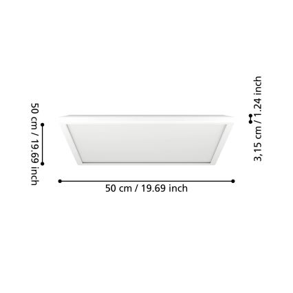 Eglo - Luz de techo LED regulable para baño LED/17W/230V 2700-6500K 50x50 cm IP44 blanco + control remoto