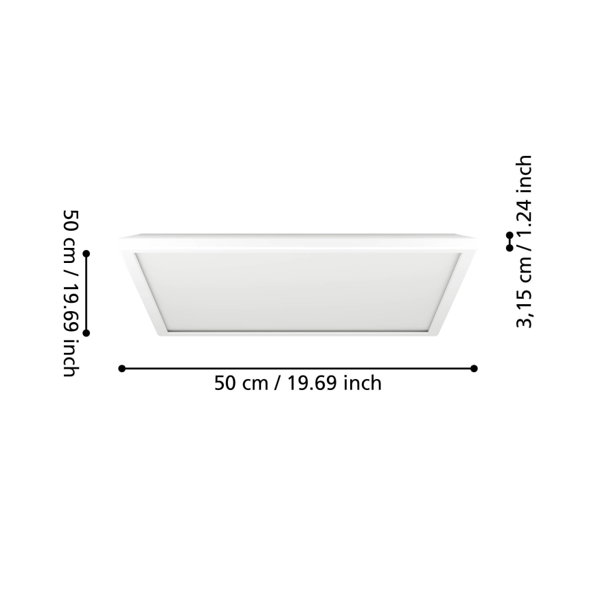 Eglo - Luz de techo LED regulable para baño LED/17W/230V 2700-6500K 50x50 cm IP44 blanco + control remoto