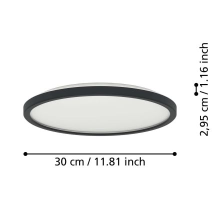 Eglo - LED RGBW Plafón regulable para el baño LED/13,9W/230V 2700-6500K diá. 30 cm IP44 negro ZigBee
