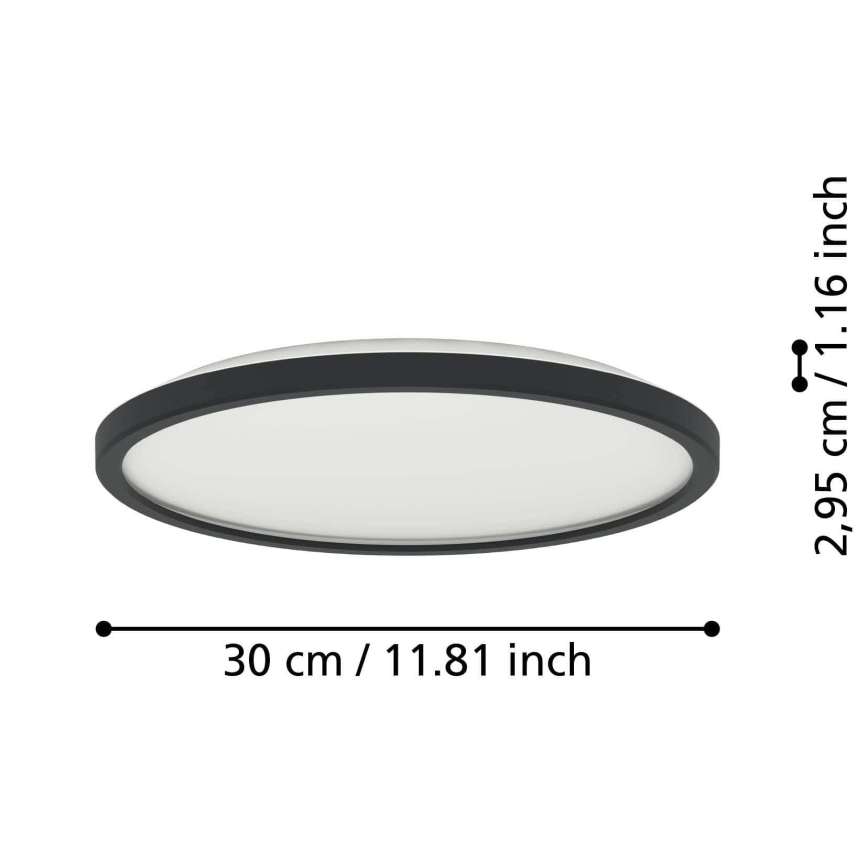 Eglo - LED RGBW Plafón regulable para el baño LED/13,9W/230V 2700-6500K diá. 30 cm IP44 negro ZigBee