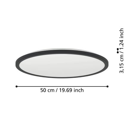 Eglo - LED RGBW Plafón regulable para el baño LED/16,8W/230V 2700-6500K diá. 50 cm IP44 negro ZigBee