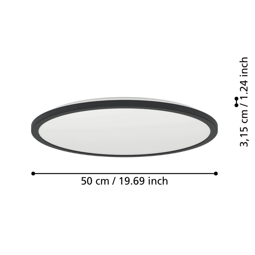 Eglo - LED RGBW Plafón regulable para el baño LED/16,8W/230V 2700-6500K diá. 50 cm IP44 negro ZigBee