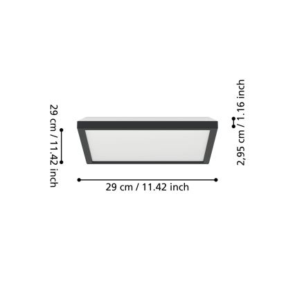 Eglo - LED RGBW Plafón regulable para el baño LED/13,4W/230V 2700-6500K 29x29 cm IP44 negro