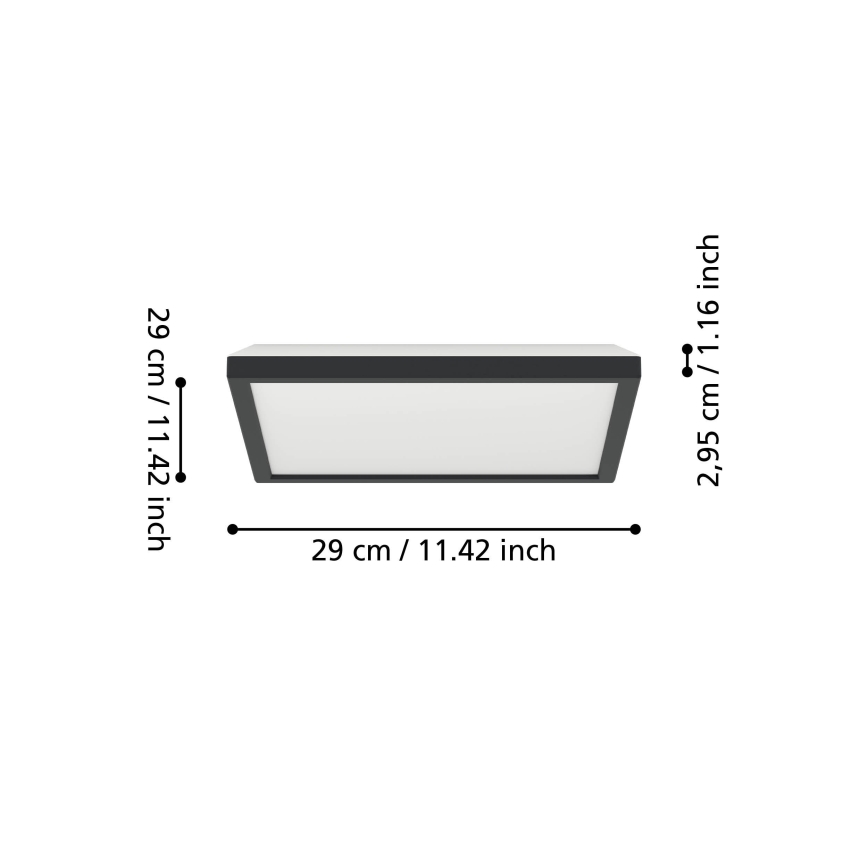 Eglo - LED RGBW Plafón regulable para el baño LED/13,4W/230V 2700-6500K 29x29 cm IP44 negro