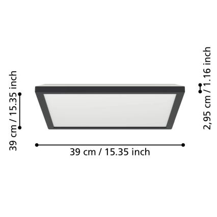 Eglo - LED RGBW Plafón regulable para el baño LED/17,6W/230V 2700-6500K 39x39 cm IP44 negro ZigBee