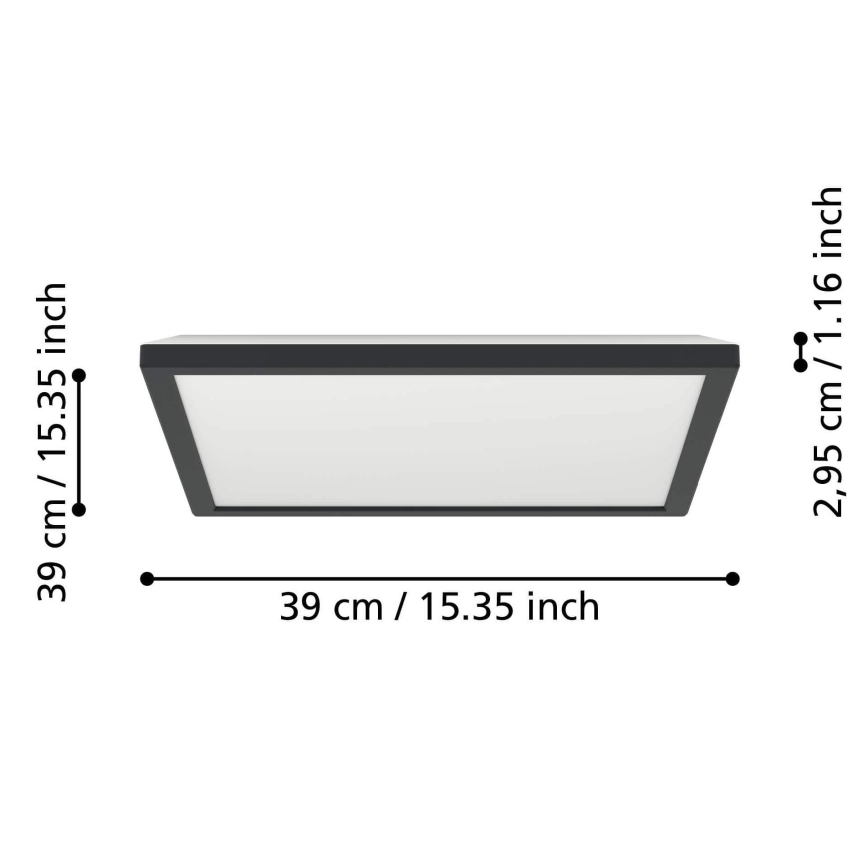 Eglo - LED RGBW Plafón regulable para el baño LED/17,6W/230V 2700-6500K 39x39 cm IP44 negro ZigBee