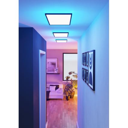 Eglo - LED RGBW Plafón regulable para el baño LED/17,2W/230V 2700-6500K 30x57cm IP44 negro ZigBee