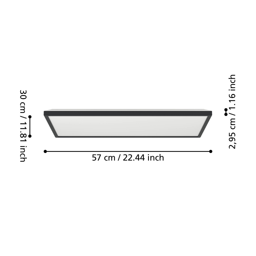 Eglo - LED RGBW Plafón regulable para el baño LED/17,2W/230V 2700-6500K 30x57cm IP44 negro ZigBee