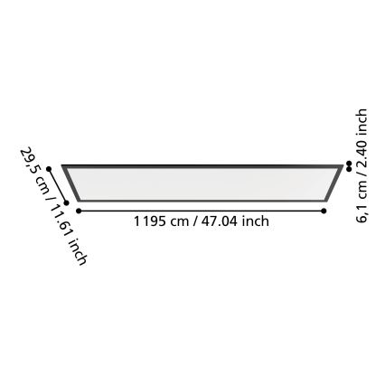 Eglo - Panel LED de superficie LED/33W/230V 2700/4000/6500K 120x30 cm negro
