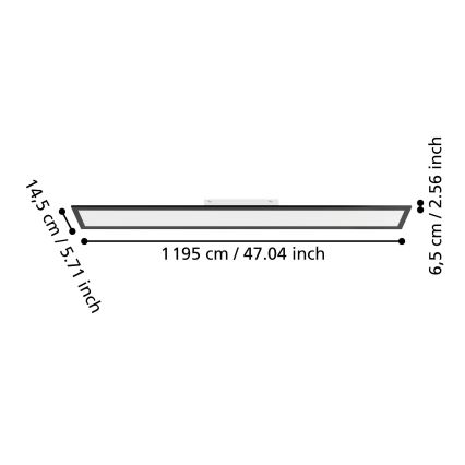 Eglo - Panel LED de montaje en superficie/28W/230V 2700/4000/6500K 120x15 cm negro