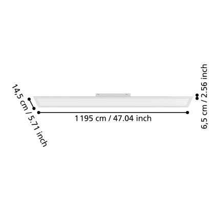 Eglo - Panel LED de superficie 28 W, 230 V, opciones de temperatura de color 2700/4000/6500 K, 120 x 15 cm, blanco