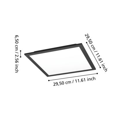 Eglo - LED RGBW Luminaria de techo regulable LED/14W/230V 2700-6500K 30x30 cm negra
