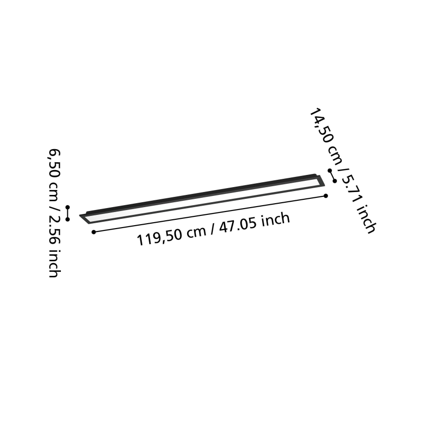 Eglo - Panel LED RGBW regulable de montaje en superficie LED/28W/230V 2700-6500K 120x15 cm negro