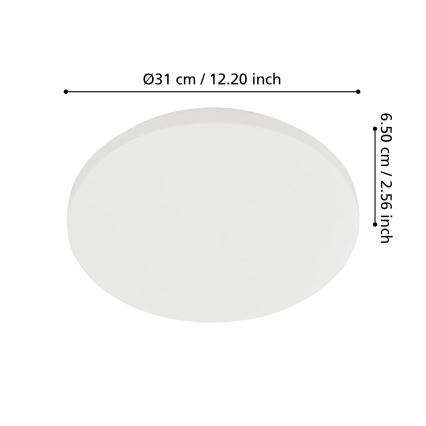 Eglo - Plafón LED para baño, 18 W, 230 V, Ø 31 cm, IP54, blanco