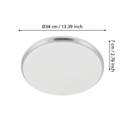 Eglo - Plafón de techo para baño LED/18W/230V 3000/4000/6500K IP54 cromo mate
