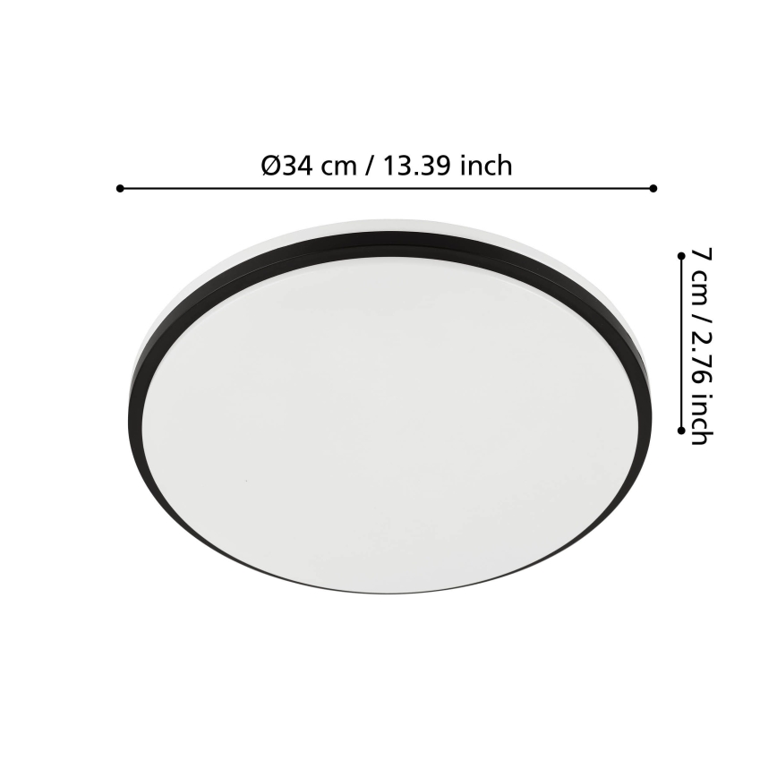 Eglo - Plafón LED de techo para baño LED/18W/230V 3000/4000/6500K IP54 negro