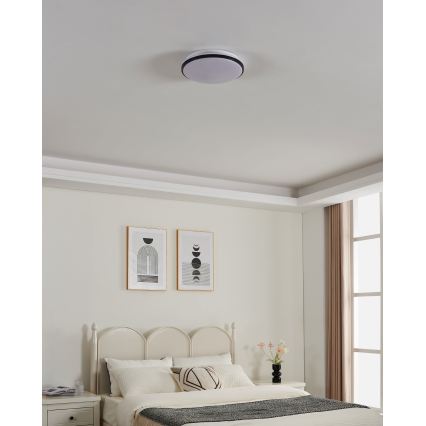 Eglo - Lámpara de techo para baño LED/18W/230V 3000/4000/6500K Ø 34 cm IP54 negra