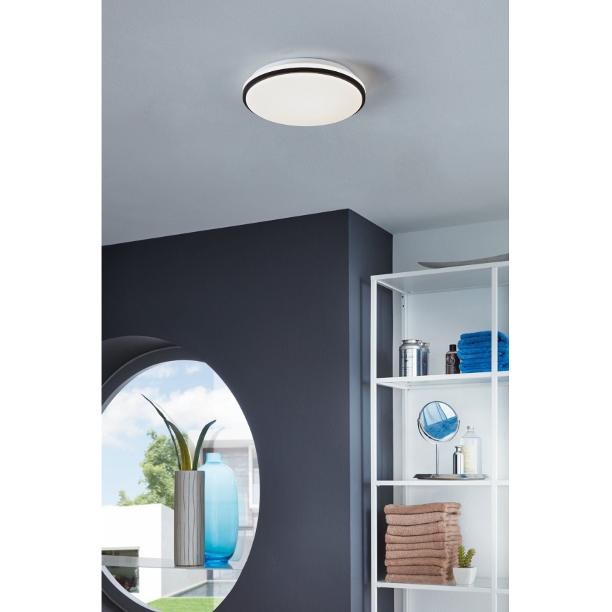 Eglo - Lámpara de techo para baño LED/18W/230V 3000/4000/6500K Ø 34 cm IP54 negra