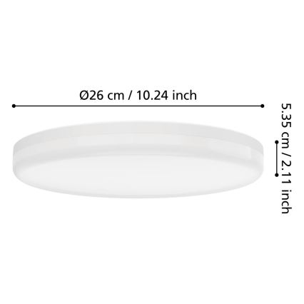 Eglo - Lámpara de techo LED para baño LED/16,5W/230V 2700/4000/6500K Ø 26 cm IP54 blanca