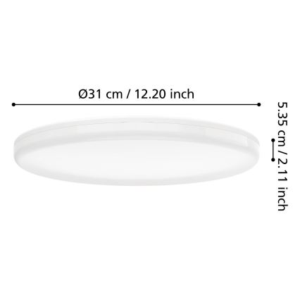 Eglo - Luminaria LED de techo para baño LED/20W/230V 2700/4000/6500K Ø 31 cm IP54 blanca