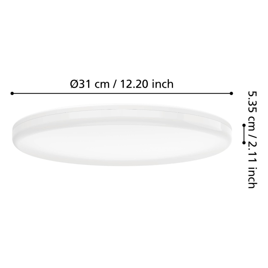 Eglo - Luminaria LED de techo para baño LED/20W/230V 2700/4000/6500K Ø 31 cm IP54 blanca