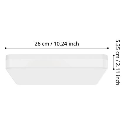Eglo - Plafón LED de techo para baño LED/16,5W/230V 2700/4000/6500K 26x26 cm IP54 blanco