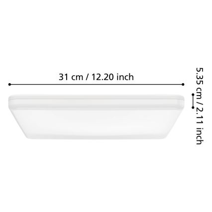 Eglo - Plafón LED de techo para baño LED/20W/230V 2700/4000/6500K 31x31 cm IP54 blanco