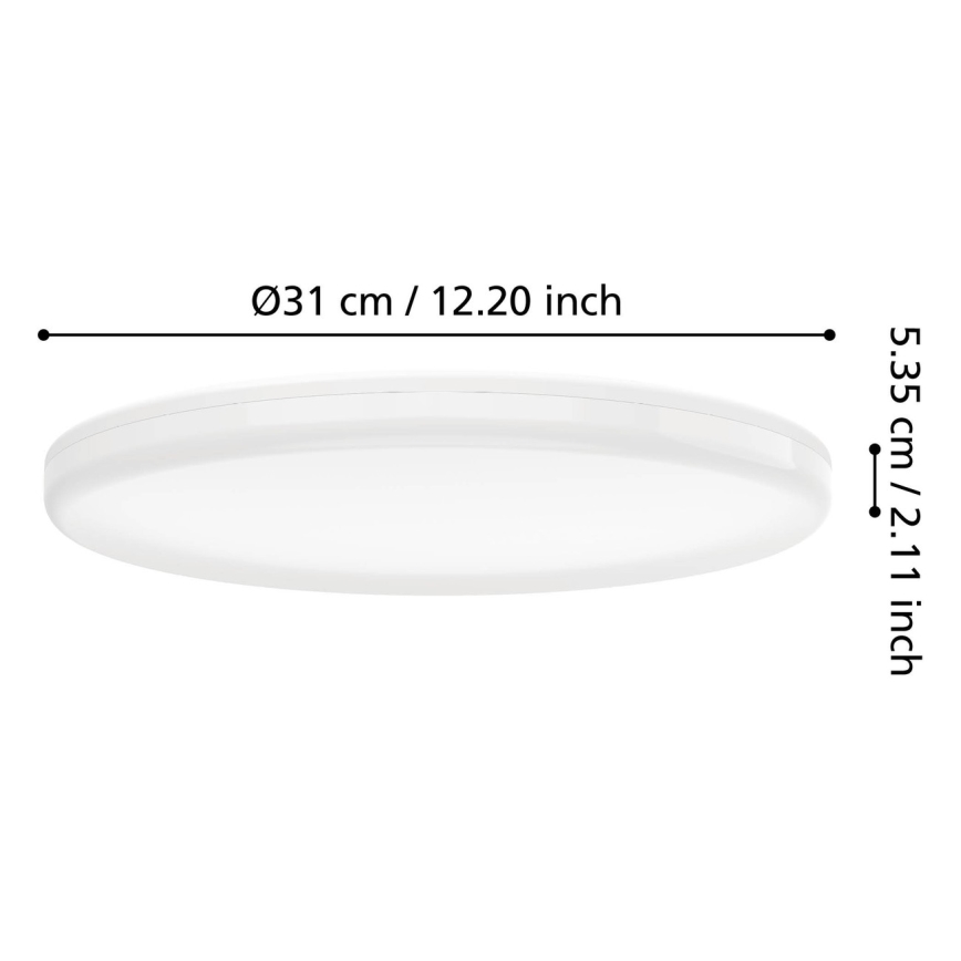 Eglo - Plafón LED para baño con sensor de movimiento LED/20W/230V 2700/4000/6500K Ø 31 cm IP54 blanco