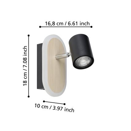 Eglo - Aplique de pared LED tipo foco/7W/230V marrón/negro