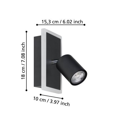 Eglo - Foco de pared LED 7W 230V negro