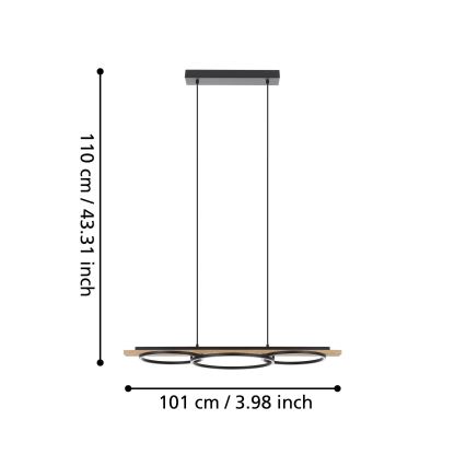 Eglo - Lámpara colgante LED regulable suspendida en cable 2xLED/12,5W/230V+LED/15,5W 3000K beige/negro