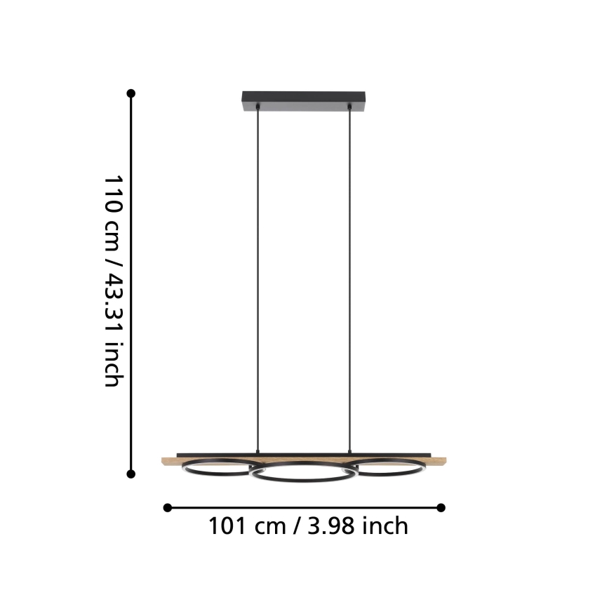 Eglo - Lámpara colgante LED regulable suspendida en cable 2xLED/12,5W/230V+LED/15,5W 3000K beige/negro
