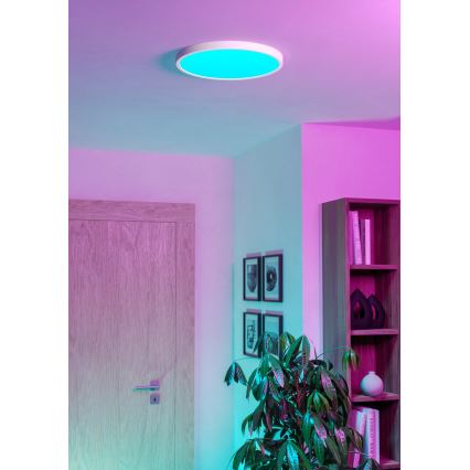 Eglo - Plafón LED RGBW regulable para baño, 17,5 W/230 V, 2700–6500 K, Ø 39,9 cm, IP44, blanco