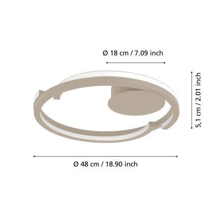 Eglo - Lámpara de techo LED regulable 2xLED/20W/230V 2700-6500K Ø 48 cm beige + mando a distancia