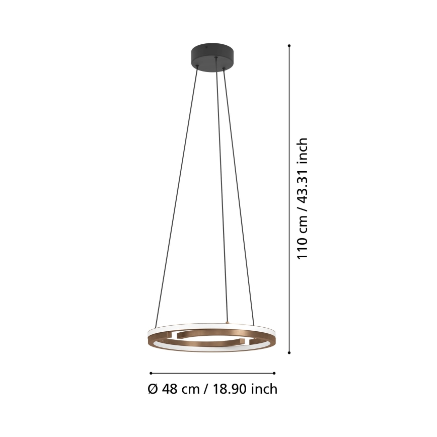 Eglo - Lámpara LED colgante regulable con cable 2xLED/20W/230V 2700-6500K Ø 48 cm bronce + mando a distancia