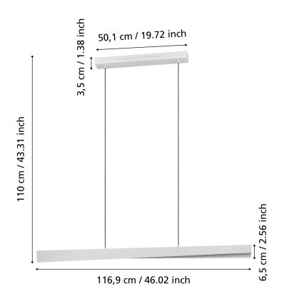 Eglo - Lámpara colgante regulable LED RGBW de cable LED/19W/230V 2700-6500K gris