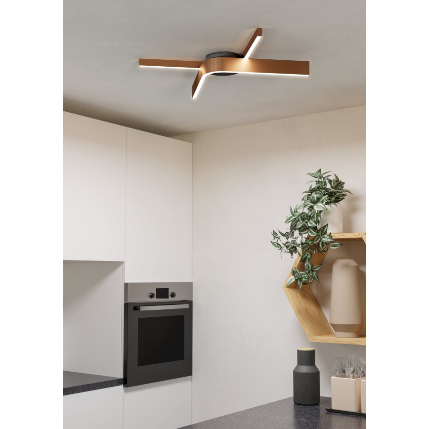 Eglo - Luminaria de techo regulable LED RGBW 2xLED/18W/230V cobre/negro