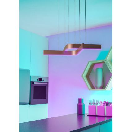 Eglo - Lámpara colgante LED RGBW regulable con cable 2xLED/18W/230V cobre/negro