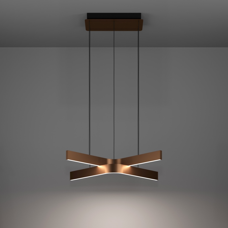 Eglo - Lámpara colgante regulable LED RGBW con cable 2xLED/18W/230V cobre/negro