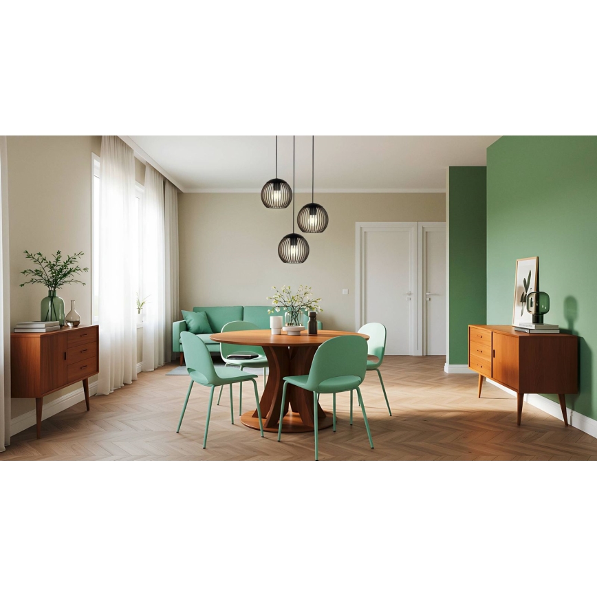 Eglo - Lámpara colgante con cable 3xE27/60W/230V negra