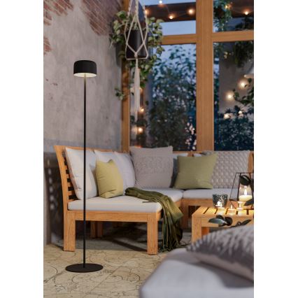 Eglo - Lámpara de pie LED solar recargable con control táctil LED/2,8W/3,7V 1800 mAh IP44 negra